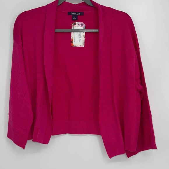 Roaman's Sweaters - ROAMAN’S VIBRANT PINK CROPPED KIMONO SLEEVE CARDIGAN SIZE 12
